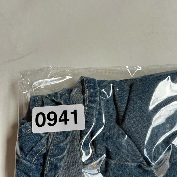 Hanna Andersson Shift Jean Dress Girls Kids Size 110 5 Blue Chambray Ruffle - Picture 8 of 8